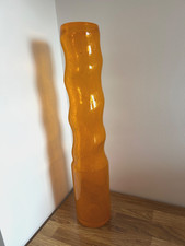 Tall Orange Glass Wave Vase