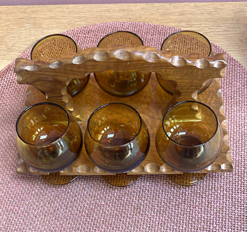 Set amber glass tumblers - set, 6