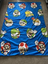 Nintendo Super Mario Kids Single Duvet Reversible Bedding Boy Blue Quilt Cover