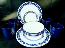 Corelle COBALT CIRCLES 16pc