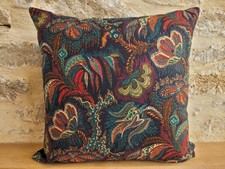 Liberty Barnabus Vintage Floral Leaf Black Cotton & Velvet Fabric Cushion Cover