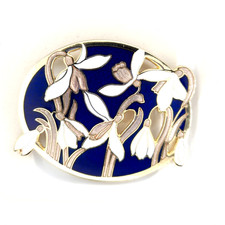 Vintage Snowdrop Brooch Blue Cloisonne Lapel Pin Anniversary Gift Cloisonne Enam