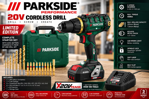Parkside 20v cordless drill - cordless,