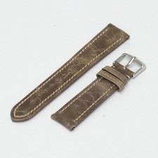 20mm Brown Italian Full-Grain Leather Watch Strap - Padded Vintage Patina Finish