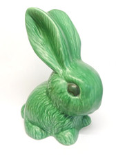 SYLVAC POTTERY RABBIT MODEL NO 1028 GREEN 25.5 CM TALL.