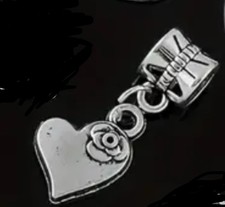 Heart with rose charm  in the style of pandora free organza gift bag Mothers Day