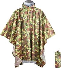 Anyoo Waterproof Rain Poncho Camo Lightweight Hiking  Raincoat Jacket Hood Men
