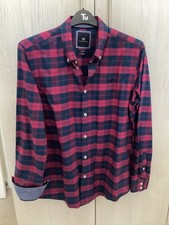 Crew Clothing Blue and Red Cotton Check Slim Fit Shirt Size Medium