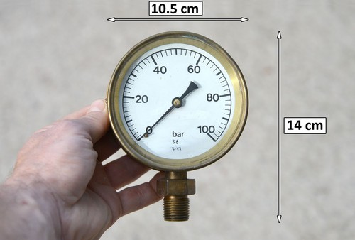 Vintage brass pressure - , gauge