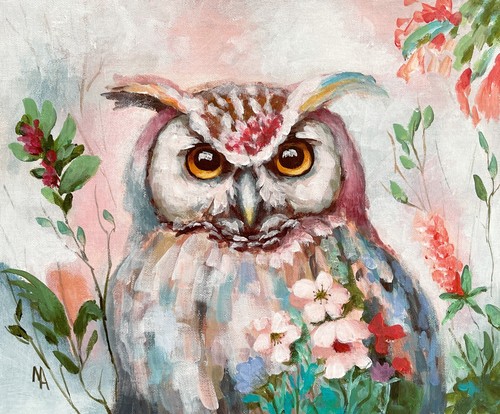 Owl fantasy abstract acrylic