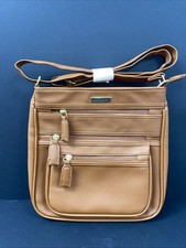 Nathalie Andersen Tan Crossbody Bag 3 Zip Front Compartment Detail New PT