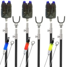 Fishing Bite Alarm Set with Bank Sticks Indicators Bobbins Rod Rests Carp Pike