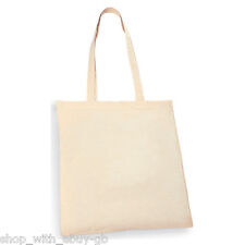 10 Top quality Pack 100% Premium Cotton Canvas Shopping Shoulder Tote Bags Beige