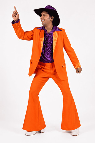 Mens 1970s disco suit - 1970s, orange