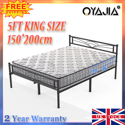 Queen size metal bed frame - bed,