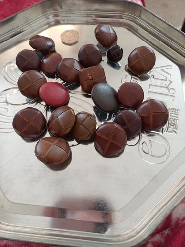 Vintage leather buttons - vintage,