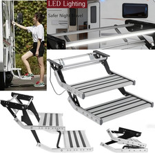 ADVENTURER DOUBLE MOTORHOME STEP WITH LED LIGHT MANUAL DROP DOWN CARAVAN STAIR