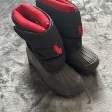 Original Ralph Lauren Black And Red Snow Boots Kids UK 12