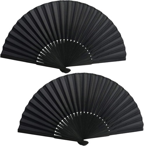 Hand fan folding pcs black - hand, folding,