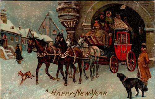 Postcard happy new year horse - year,