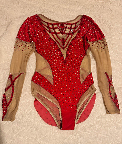 Red beige long sleeve - red,