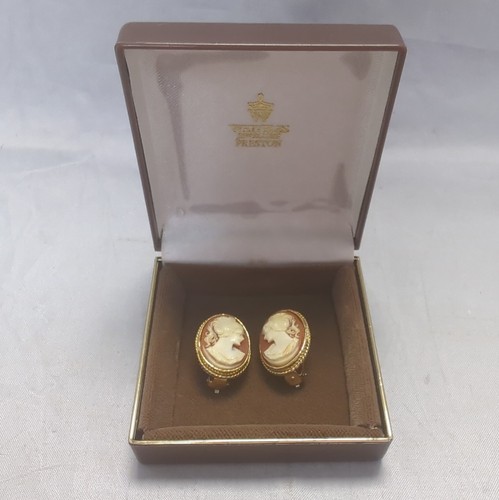 Vintage cameo earrings oval - vintage,