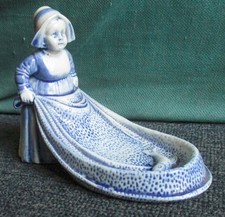 Vintage schafer and vater porcelain woman catching a fish in a net figure 6 inch