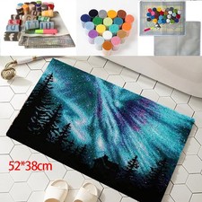 Latch Hook Kit DIY Rug Embroidery Material Design Pack Starlit Sky Aurora Carpet