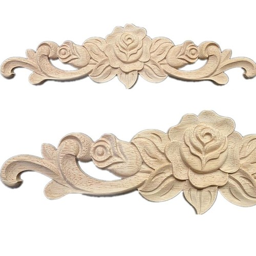 Rose flower wood carved - wood, onlay