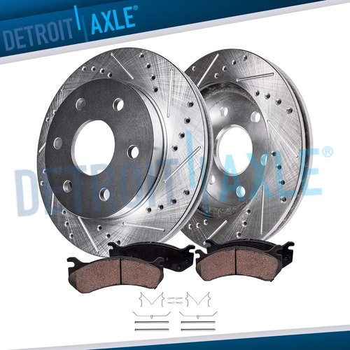 338mm front drilled rotors - drilled,