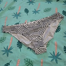 MATALAN Bikini Bottoms Black White Size 18 UK Geometric Hipster Swimming Beach  