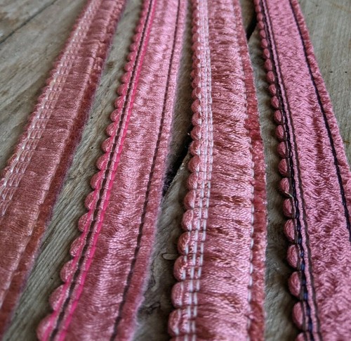 Rose pink ruche trim fringe - ruche,