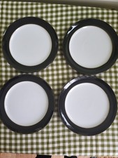 Denby Jet Black Gourmet Set Of 4 Dinner Plates, 11" Diameter.