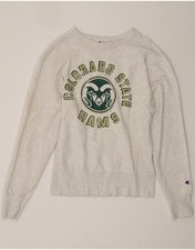 CHAMPION Mens Colorado State Rams Sweatshirt Jumper Small Grey Flecked OU07