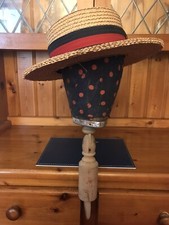 Vintage Straw Boater Hat &