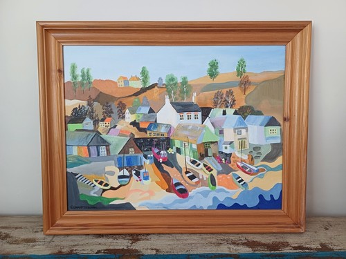 Acrylic painting cadgewith - acrylic,