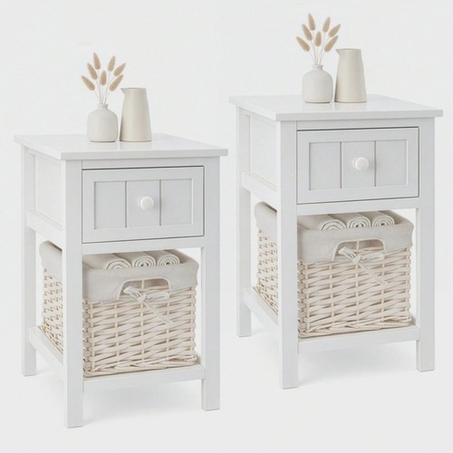 White bedside table drawer - white,