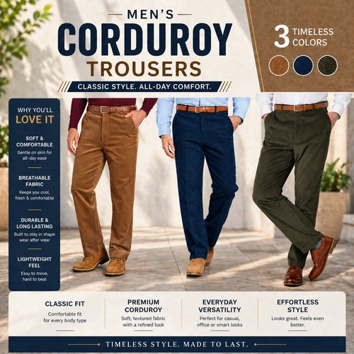 Mens corduroy trousers slim - corduroy,