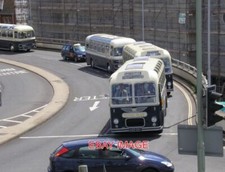 PHOTO  CONVOY OF VINTAGE ROYAL BLUE COACHES  BRISTOL MW WITH THE FIRST TYPE BODY