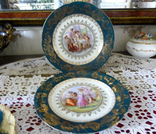 2 x ANTIQUE PLATES CARLSBAD VICTORIA AUSTRIA KAUFMANN GERMANY Porcelain c1800 
