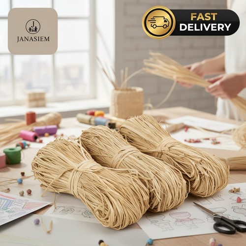 Natural raffia ribbon 3pcs - raffia,