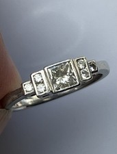 Beaverbrooks Platinum Princess Cut Diamond Ring Size L