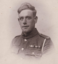 Post WW1 1919 British Army Postcard Photo Soldier Corporal Bayes Yarmouth Studio