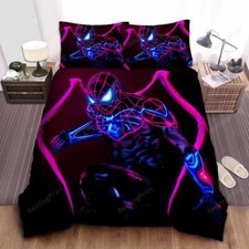 Spider-Man In Neon Iron Suit Quilt Duvet Cover Set Single Home Textiles