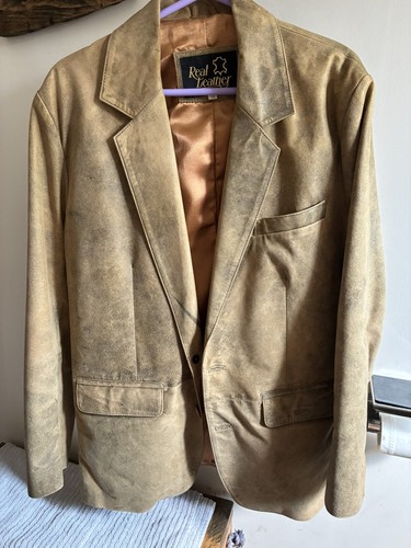 Men leather vintage blazer - leather,