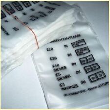 Plastic Coin Bags Bank Money Bags No Mixed Coins Change Multi-Listing All Sizes