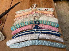 Vintage Retro Fabric Covered Coat Clothes Hangers x 9 as per photos