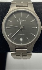 Men's Skagen (Denmark) 34mm 30M Slim Quartz Titanium Titanium Watch 47g