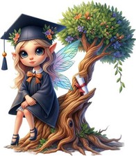 Watercolour Graduation Fairy Wall Art Bedroom Laptop Vinyl Sticker Decal 6 Sizes