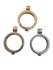 35mm INTERCHANGEABLE MI MONEDA Compatible Pendant Coin Holder CZ Crystal Gift
